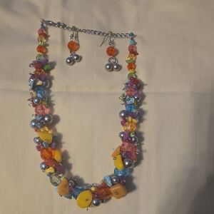 Colorful Beaded Necklace and Earring Set